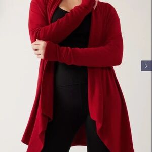 Athleta Wrap Open Front Cardigan w/ Pockets Red- Size Small
